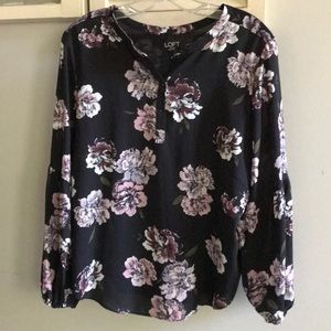 Pretty black floral pull over blouse